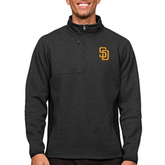 San Diego Padres Antigua Course Quarter-Zip Pullover Top - Heathered Black