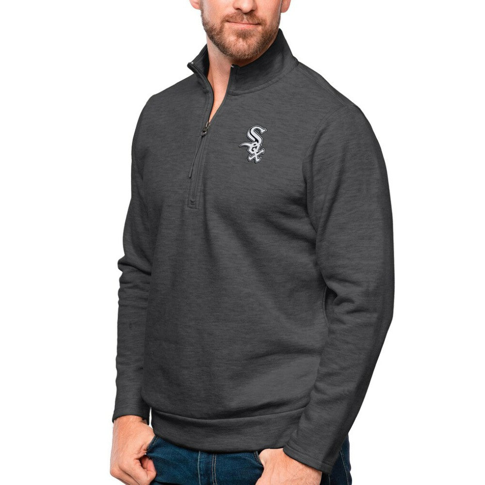 Chicago White Sox Antigua Gambit Quarter-Zip Pullover Top - Heathered Charcoal