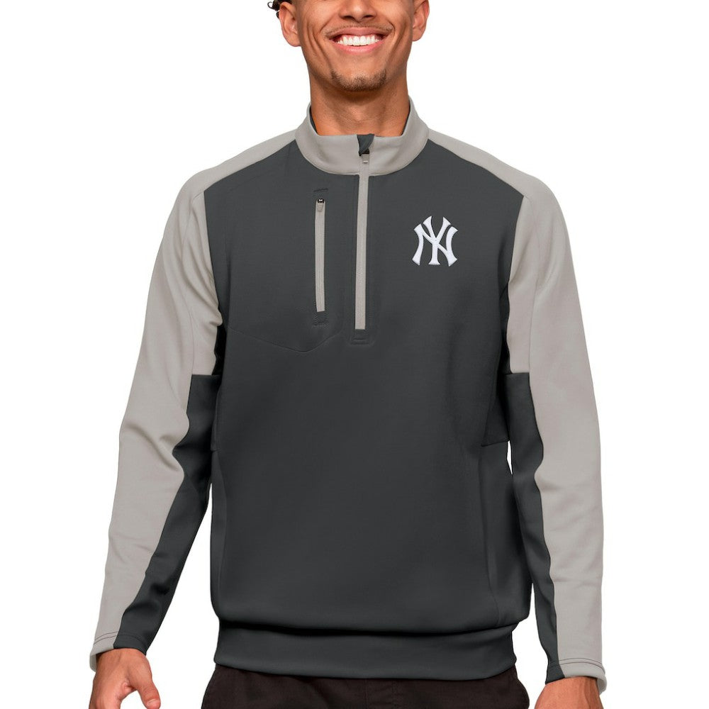 New York Yankees Antigua Team Quarter-Zip Pullover Top - Charcoal