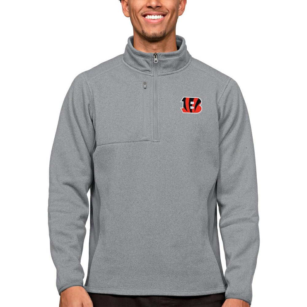 Cincinnati Bengals Antigua Course Quarter-Zip Pullover Top - Heathered Gray sale