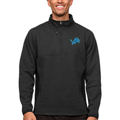 Detroit Lions Antigua Course Quarter-Zip Pullover Top - Heathered Black on sale