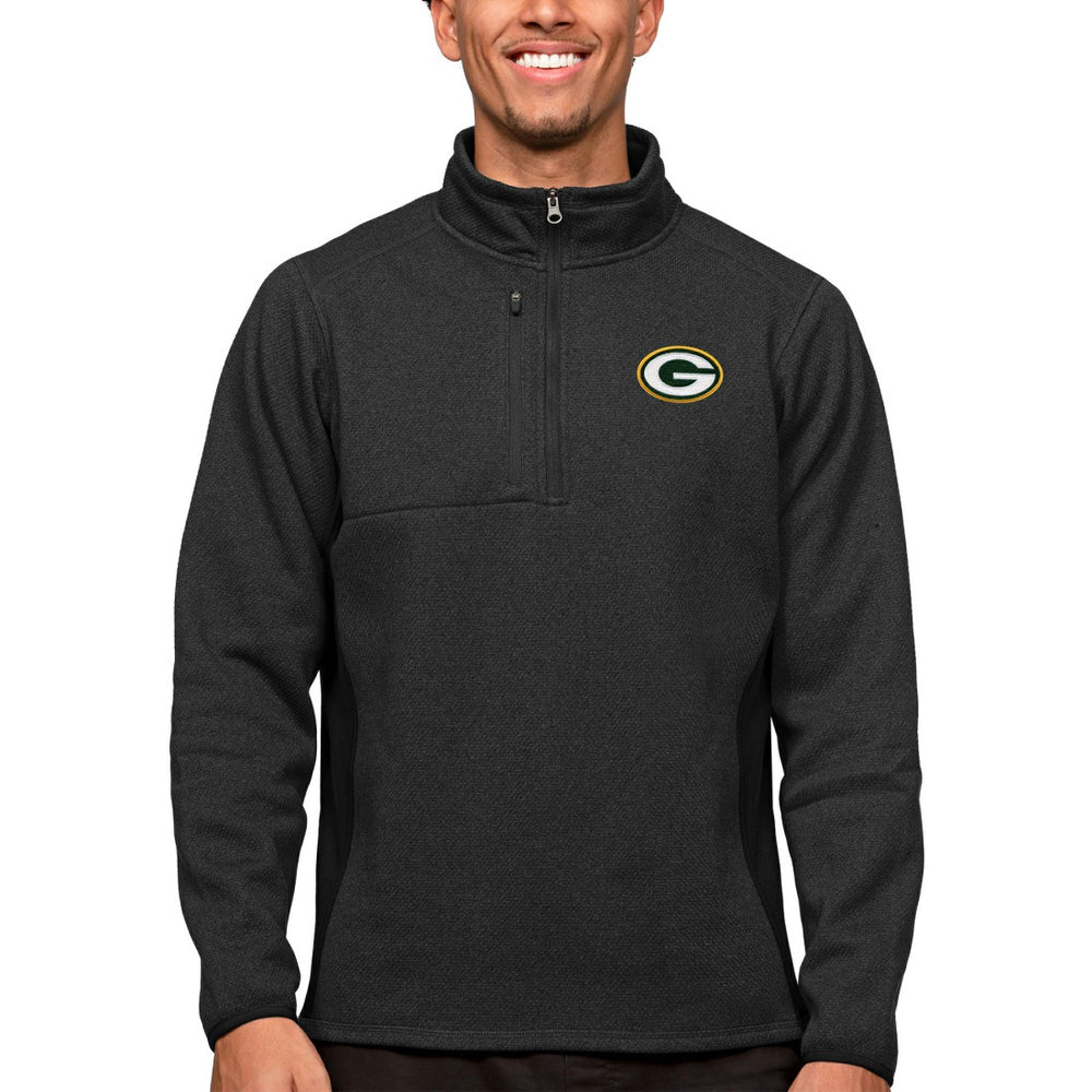 Green Bay Packers Antigua Course Quarter-Zip Pullover Top - Heathered Black online