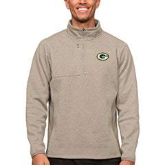 Green Bay Packers Antigua Course Quarter-Zip Pullover Top - Oatmeal on sale