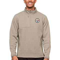 Pittsburgh Steelers Antigua Course Quarter-Zip Pullover Top - Oatmeal cheap