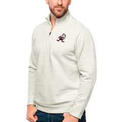 Cleveland Browns Antigua Gambit Quarter-Zip Pullover Top - Oatmeal cheap