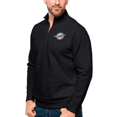 Miami Dolphins Antigua Gambit Quarter-Zip Pullover Top - Heathered Black discount
