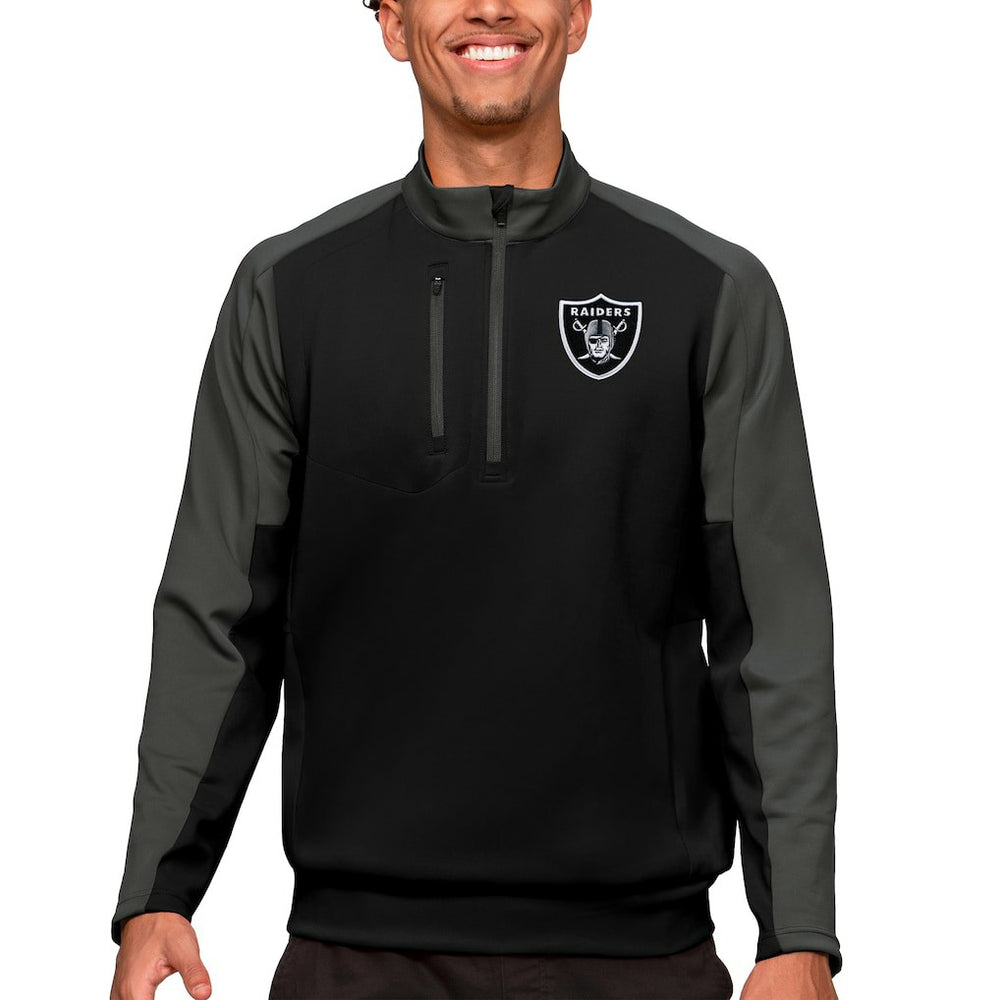 Las Vegas Raiders Antigua Team Quarter-Zip Pullover Top - Black for sale