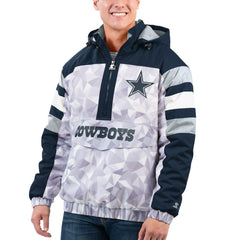 Dallas Cowboys Starter Thursday Night Gridiron Raglan Half-Zip Hooded Jacket - White/Navy cheap