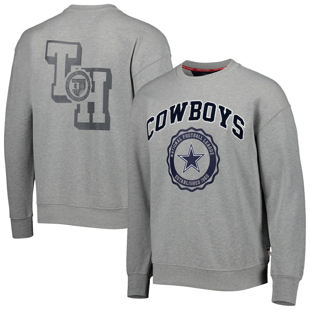 Dallas Cowboys Tommy Hilfiger Ronald Crew Sweatshirt - Heather Gray for sale