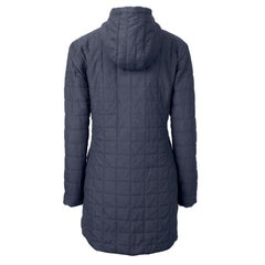 Atlanta Braves Cutter & Buck Women's Rainier Primaloft Eco Full-Zip Hoodie Long Coat - Heathered Navy