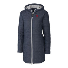 Philadelphia Phillies Cutter & Buck Women's Rainier Primaloft Eco Full-Zip Hoodie Long Coat - Heathered Navy