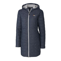 Denver Broncos Cutter & Buck Women's Rainier Primaloft Eco Hooded Long Lightweight Coat - Heather Navy sale