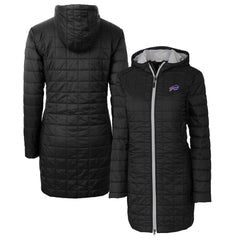 Buffalo Bills Cutter & Buck Women's Rainier Primaloft Eco Hooded Long Lightweight Coat - Black discount