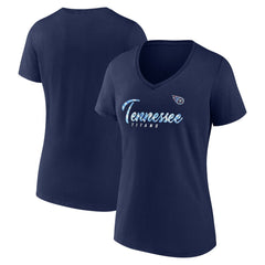 Tennessee Titans Women's Shine Time V-Neck T-Shirt - Navy cheap