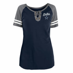 Dallas Cowboys New Era Women's Team Logo Lace-Up Raglan T-Shirt - Navy sale