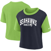 Seattle Seahawks Women's High Hip Fashion T-Shirt - Neon Green/College Navy | Nike outlet