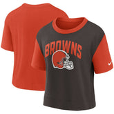 Cleveland Browns Women's High Hip Fashion T-Shirt - Orange/Brown | Nike on sale