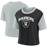 Las Vegas Raiders Women's High Hip Fashion T-Shirt - Silver/Black | Nike for sale
