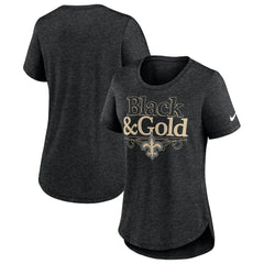 New Orleans Saints Women's Local Fashion Tri-Blend T-Shirt - Heather Black | Nike cheap