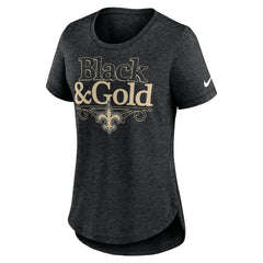 New Orleans Saints Women's Local Fashion Tri-Blend T-Shirt - Heather Black | Nike cheap