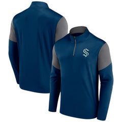 Seattle Kraken Fanatics Logo Quarter-Zip Top Deep Sea Blue