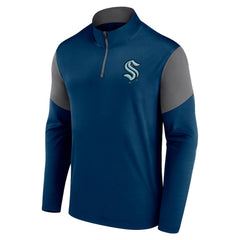 Seattle Kraken Fanatics Logo Quarter-Zip Top Deep Sea Blue