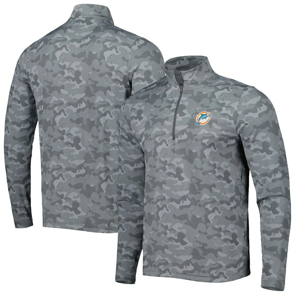 Miami Dolphins Antigua Brigade Throwback Quarter-Zip Top - Gray discount