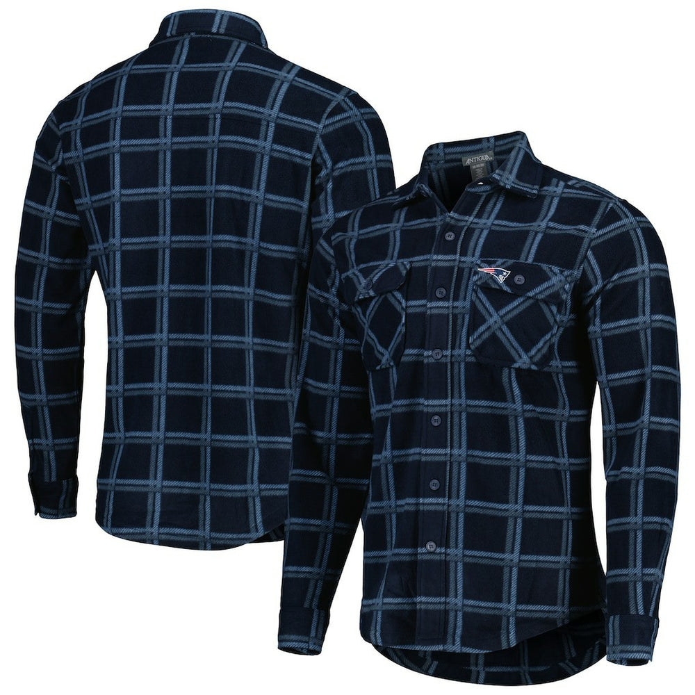 New England Patriots Antigua Industry Flannel Button-Up Shirt Jacket - Navy outlet