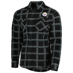 Pittsburgh Steelers Antigua Industry Flannel Button-Up Shirt Jacket - Black on sale