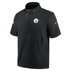 Pittsburgh Steelers Sideline Coach Short Sleeve Hoodie Quarter-Zip Jacket - Black | Nike discount
