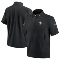 New Orleans Saints Sideline Coach Short Sleeve Hoodie Quarter-Zip Jacket - Black | Nike discount