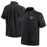 Atlanta Falcons Sideline Coach Short Sleeve Hoodie Quarter-Zip Jacket - Black | Nike on sale