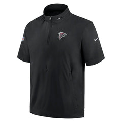 Atlanta Falcons Sideline Coach Short Sleeve Hoodie Quarter-Zip Jacket - Black | Nike on sale