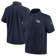 Tennessee Titans Sideline Coach Short Sleeve Hoodie Quarter-Zip Jacket - Navy | Nike for sale