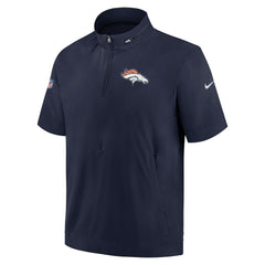 Denver Broncos Sideline Coach Short Sleeve Hoodie Quarter-Zip Jacket - Navy | Nike for sale
