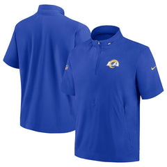 Los Angeles Rams Sideline Coach Short Sleeve Hoodie Quarter-Zip Jacket - Royal | Nike discount