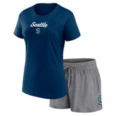 Seattle Kraken Fanatics Women's Script T-Shirt & Shorts Set Navy/Gray