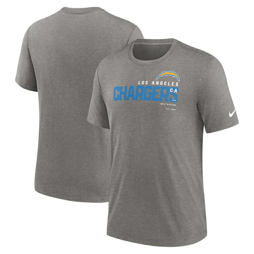 Los Angeles Chargers Team Tri-Blend T-Shirt - Heather Charcoal | Nike online