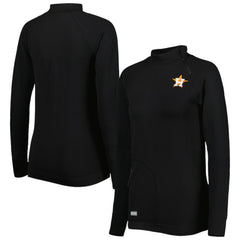 Houston Astros Levelwear Women's Verse Asymmetrical Raglan Tri-Blend Quarter-Zip Jacket - Black