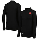 Boston Red Sox Levelwear Women's Verse Asymmetrical Raglan Tri-Blend Quarter-Zip Jacket - Black