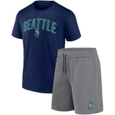 Seattle Mariners Arch T-Shirt & Shorts Combo Set - Navy/Heather Gray