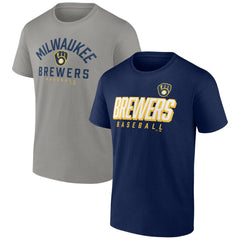Milwaukee Brewers Player Pack T-Shirt Combo Set - Navy/Gray