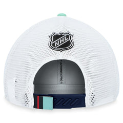 Seattle Kraken Fanatics 2023 NHL Draft On Stage Trucker Adjustable Hat Deep Sea Blue
