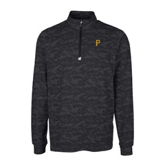 Pittsburgh Pirates Cutter & Buck Big & Tall Traverse Camo Print Stretch Quarter-Zip Pullover Top - Black