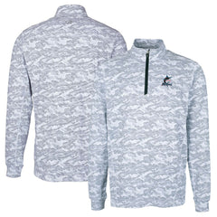 Miami Marlins Cutter & Buck Big & Tall Traverse Camo Print Stretch Quarter-Zip Pullover Top - Charcoal