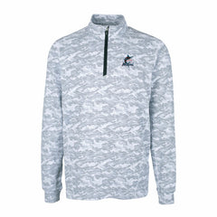 Miami Marlins Cutter & Buck Big & Tall Traverse Camo Print Stretch Quarter-Zip Pullover Top - Charcoal