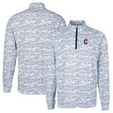 Cleveland Guardians Cutter & Buck Big & Tall Traverse Camo Print Stretch Quarter-Zip Pullover Top - Charcoal