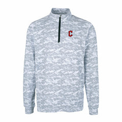 Cleveland Guardians Cutter & Buck Big & Tall Traverse Camo Print Stretch Quarter-Zip Pullover Top - Charcoal