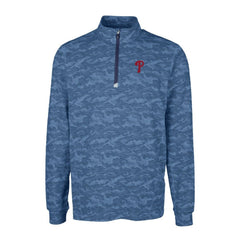 Philadelphia Phillies Cutter & Buck Traverse Camo Print Stretch Quarter-Zip Pullover Top - Navy