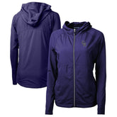 Colorado Rockies Cutter & Buck Women's Adapt Eco Knit Hybrid Recycled Full-Zip Hoodie - Purple